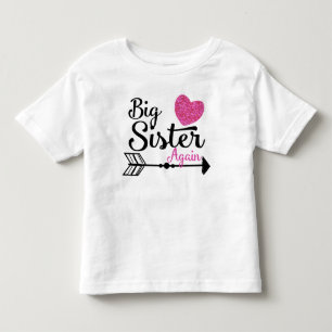 T-shirt Pour Les Tous Petits Grande Soeur de nouveau rose Arrow Coeur Raglan