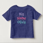 T-shirt Pour Les Tous Petits Grande soeur Monogramme colorée fille<br><div class="desc">Customisez ce t-shirt de grande soeur avec le nom de l'enfant. Violet violet,  rose vif et bleu aqua couleurs - beaucoup de style chemise,  taille et options de couleur disponibles.</div>