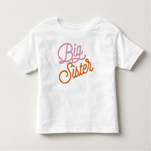 T-shirt Pour Les Tous Petits Grande Soeur rétro rose coloré