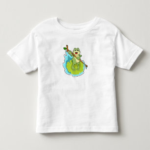 T-shirt Pour Les Tous Petits Grenouille comme randonneur avec bâton