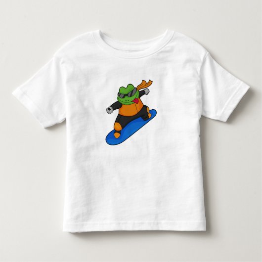 T-shirt Pour Les Tous Petits Grenouille en snowobarder avec snowboard (Devant)