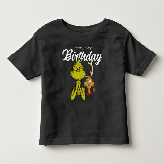 T-shirt Pour Les Tous Petits Grinch Chalkboard C'est mon anniversaire (Devant)