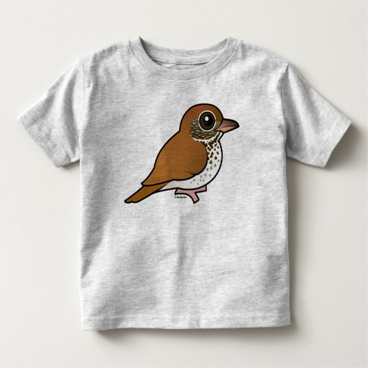 T-shirt Pour Les Tous Petits Grive en bois de Birdorable (Devant)