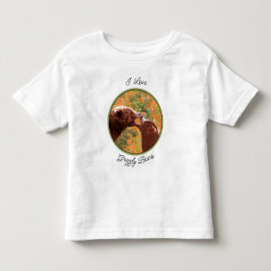 T-shirt Pour Les Tous Petits Grizzly Bear Maman et Cub Peinture Faune Art Tod