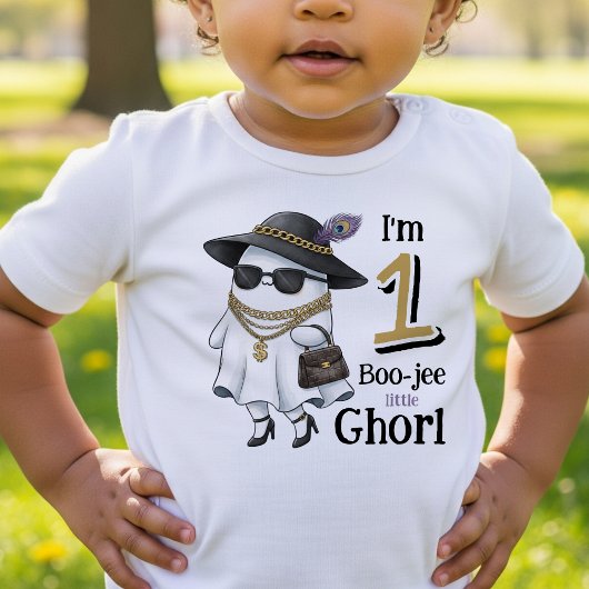 T-shirt Pour Les Tous Petits Halloween 1er anniversaire Funny One Boujee Ghost