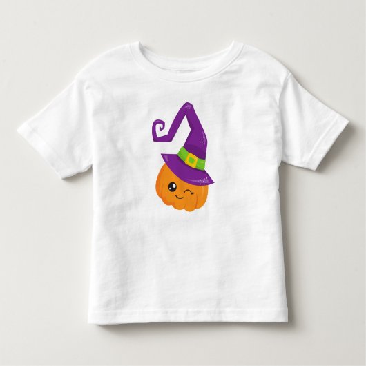 T-shirt Pour Les Tous Petits Halloween, Citrouille, Casquette De Sorcière, Tric (Devant)