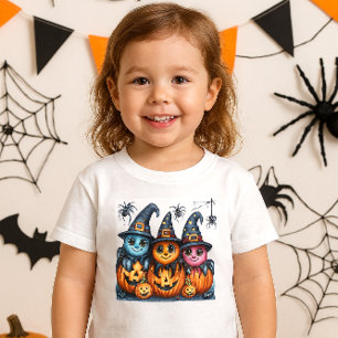 T-shirt Pour Les Tous Petits Halloween IA Araignées et Citrouilles Enfants -