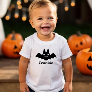 T-shirt Pour Les Tous Petits Halloween noir éffrayant Nom personnalisé