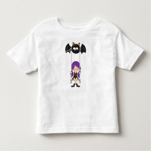 T-shirt Pour Les Tous Petits Halloween, Sorcière Sur Une Chaussure, Chauve-Feu,