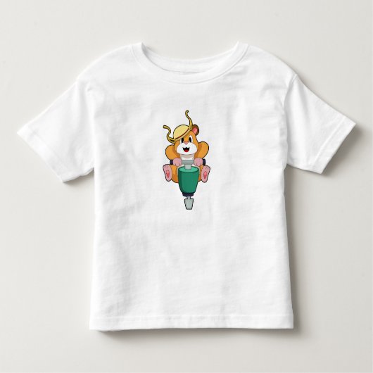 T-shirt Pour Les Tous Petits Hamster avec Jackhammer (Devant)