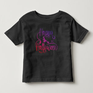 T-shirt Pour Les Tous Petits Happy Halloween dégradé volant sorcière chat T-Shi