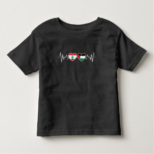 T-shirt Pour Les Tous Petits Heartbeat Lebanon Palestine Unity drapeaux.