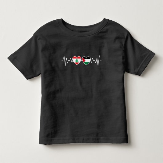 T-shirt Pour Les Tous Petits Heartbeat Lebanon Palestine Unity drapeaux. (Devant)