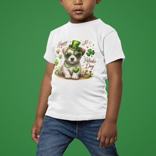 T-shirt Pour Les Tous Petits Heureux Chiot de la Saint Patrick