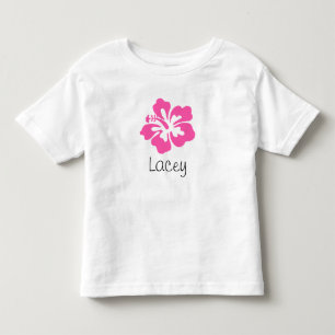 T-shirt Pour Les Tous Petits Hibiscus Hawaiien Personnalisé Rose