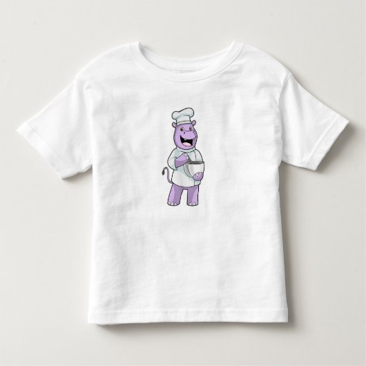 T-shirt Pour Les Tous Petits Hippo comme chef avec bol (Devant)