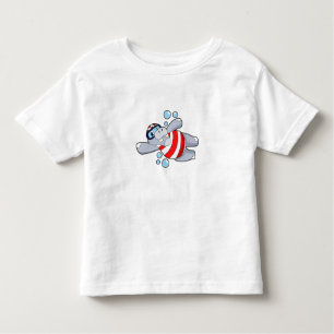 T-shirt Pour Les Tous Petits Hippo comme Plongeur avec lunettes de natation