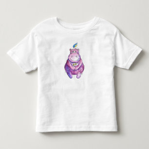 T-shirt Pour Les Tous Petits Hippo mignon violet blanc