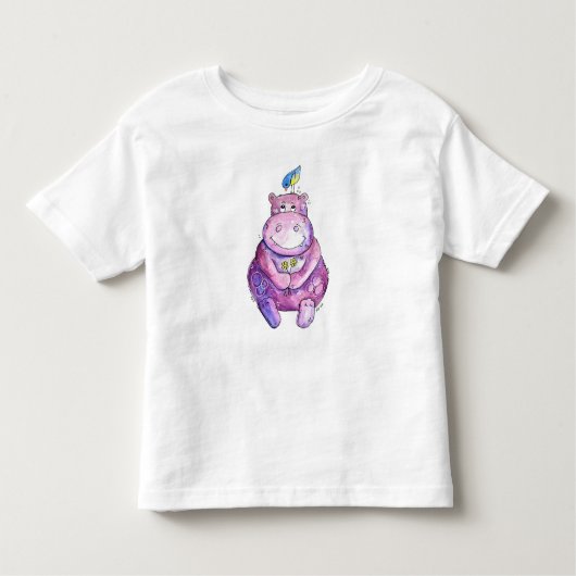 T-shirt Pour Les Tous Petits Hippo mignon violet blanc (Devant)