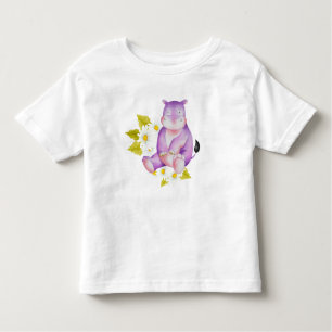T-SHIRT POUR LES TOUS PETITS HIPPO PURPLE CUTE AVEC DAISIES BLANCHES