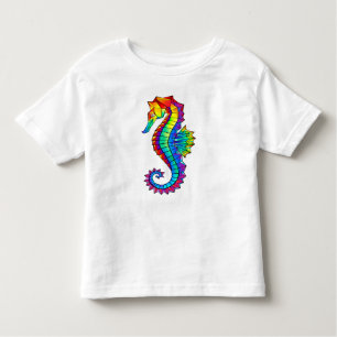 T-shirt Pour Les Tous Petits Hippocampe polygonal arc-en-ciel