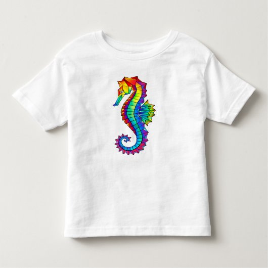 T-shirt Pour Les Tous Petits Hippocampe polygonal arc-en-ciel (Devant)