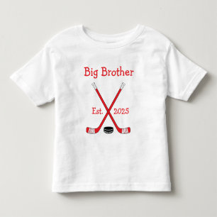 T-shirt Pour Les Tous Petits Hockeys personnalisés pour bébé Grand frère rouge