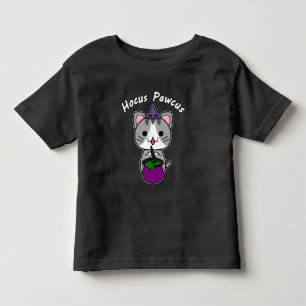 T-shirt Pour Les Tous Petits Hocus Pawcus - Chat Gris Tabby - Écriture Blanche
