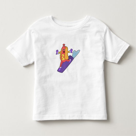 T-shirt Pour Les Tous Petits Hot-dog as Snowboarder with Sonowboard (Devant)