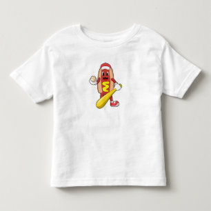 T-shirt Pour Les Tous Petits Hot dog at baseball with baseball
