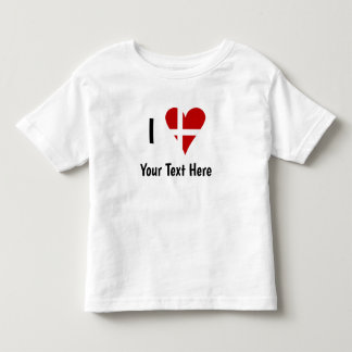 T-shirt Pour Les Tous Petits I (Funky Heart Shaped Danish Flag) Your Text