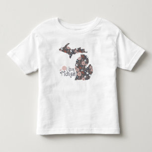 T-shirt Pour Les Tous Petits I Love Michigan Jouer Floral rose Brown noir