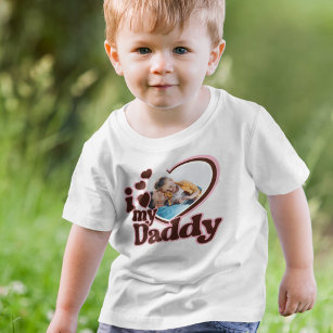 T-shirt Pour Les Tous Petits I Love My Daddy Pink Photo Brown