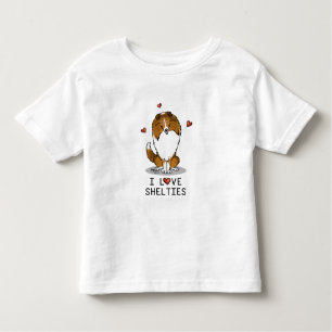 T-shirt Pour Les Tous Petits I Love Shelts (sable 2) Shetland Sheepdogs mignonn