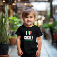 I Love Sicile Italien Drapeau Coeur Tee - shirt