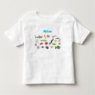 T-shirt Pour Les Tous Petits Illustration amusante de créatures marines