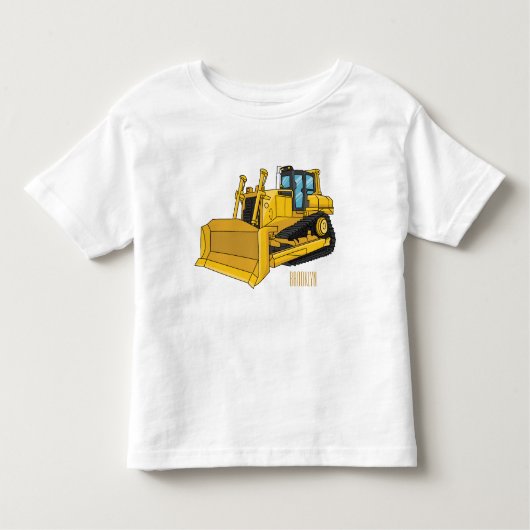 T-shirt Pour Les Tous Petits Illustration de dessin animé Bulldozer (Devant)