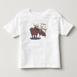 T-shirt Pour Les Tous Petits Illustration de dessin animé d'un orignal heureux