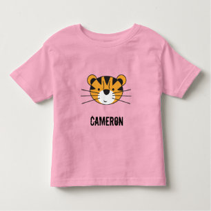 T-shirt Pour Les Tous Petits Illustration de tigre personnalisé rose