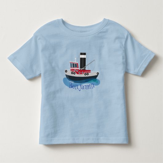 T-shirt Pour Les Tous Petits Illustration d'un bateau à chalutier mignon (Devant)