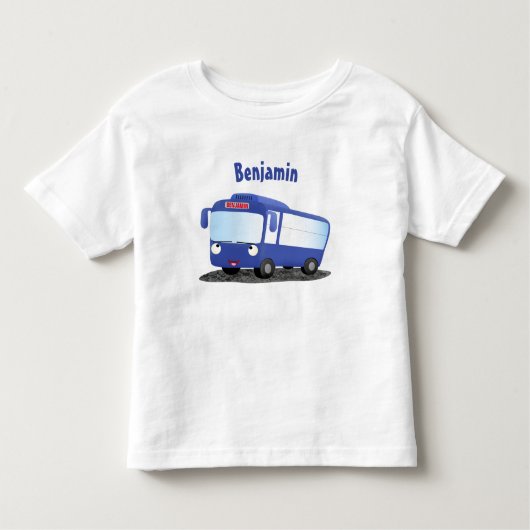 T-shirt Pour Les Tous Petits Illustration d'un bus moderne bleu mignon (Devant)
