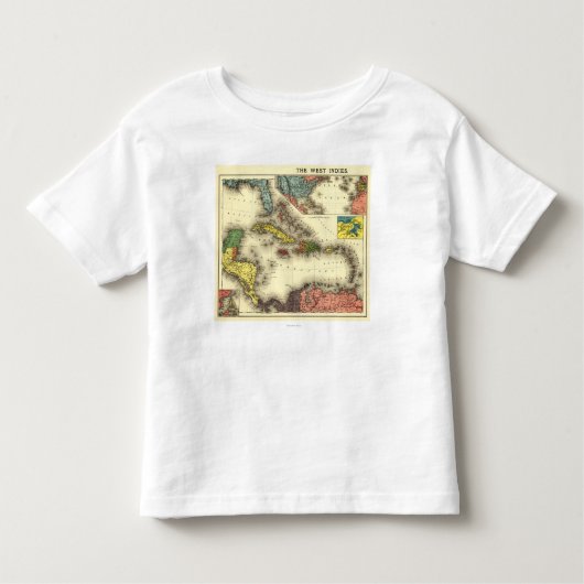 T-shirt Pour Les Tous Petits IndiesPanoramic occidental MapWest Indes (Devant)