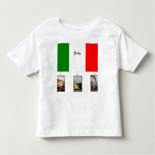T-shirt Pour Les Tous Petits Italie - Drapeau et trois affiches de voyage ancie