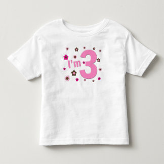 T-shirt Pour Les Tous Petits "J'ai 3ans des fleurs de rose et de brun