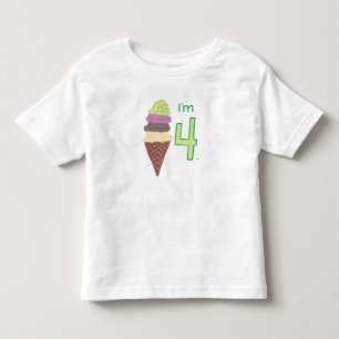 T-shirt Pour Les Tous Petits J'ai 4 ans, quatre scoops de crème glacée sur de
