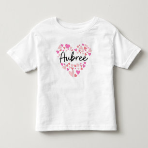 T-shirt Pour Les Tous Petits J'aime Aubree - coeurs pour Aubree