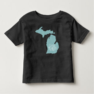 T-shirt Pour Les Tous Petits J'aime Michigan Blue Grey
