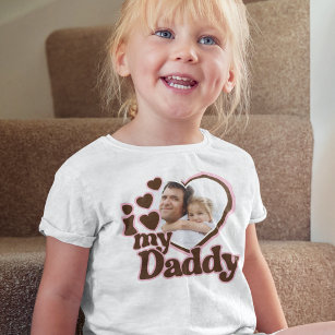T-shirt Pour Les Tous Petits J'Aime Mon Papa Fille Rose Photo Brown