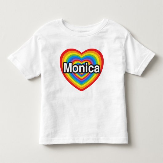 T-shirt Pour Les Tous Petits J'aime Monica. Je t'aime Monica. Cœur (Devant)