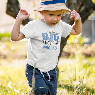 T-shirt Pour Les Tous Petits Je suis Big Brother Cute Blue Modern Whimsical